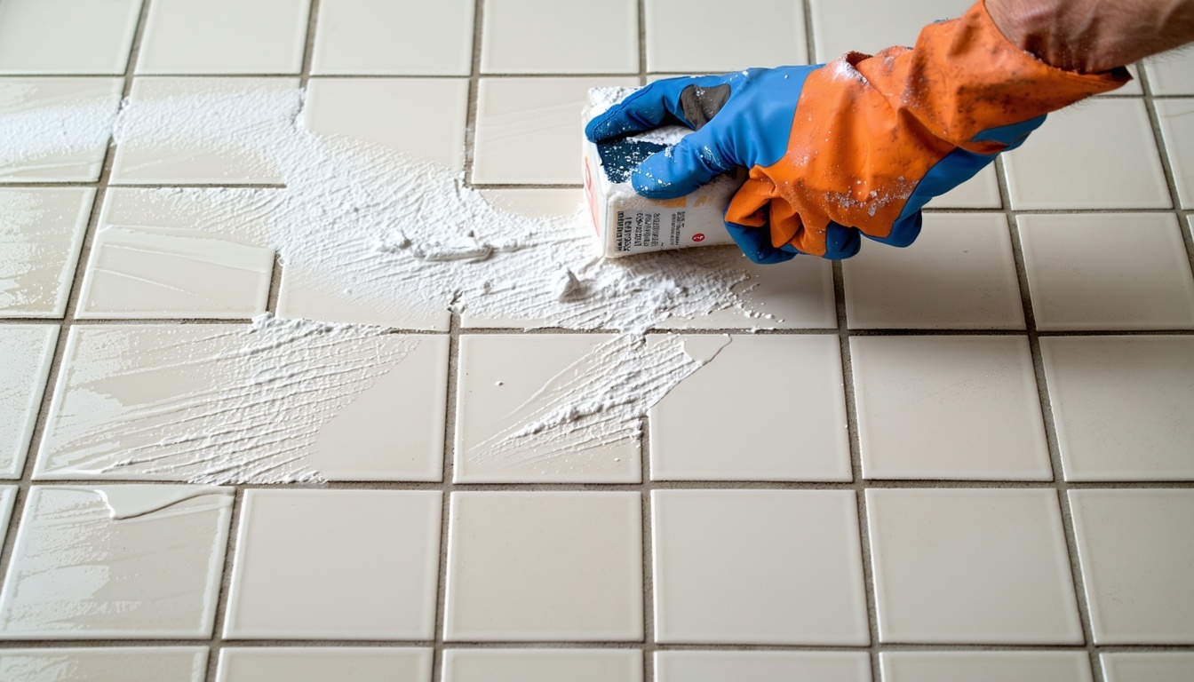 Applying Sofita adhesive to ceramic tiles